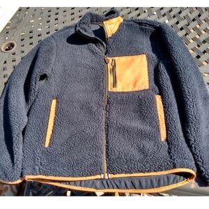 Orvis Leather Sherpa Mad River Performance Jacket Full-Zip Blue Tan